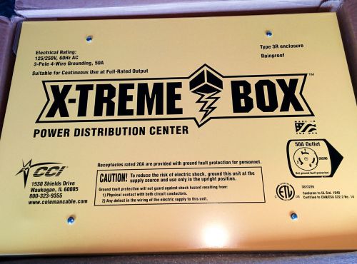 Coleman cable 50 amp x-treme box model 1960 portable power distribution for sale
