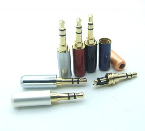 25pcs 7 color 24k gilding 3-pin 1/8&#034; 3.5mm stereo metal socket headphones cables for sale