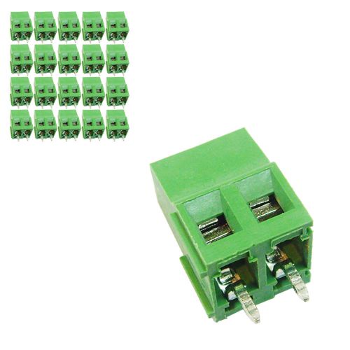 20 pcs 5mm pitch 300v 16a 2p poles pcb screw terminal block connector green for sale