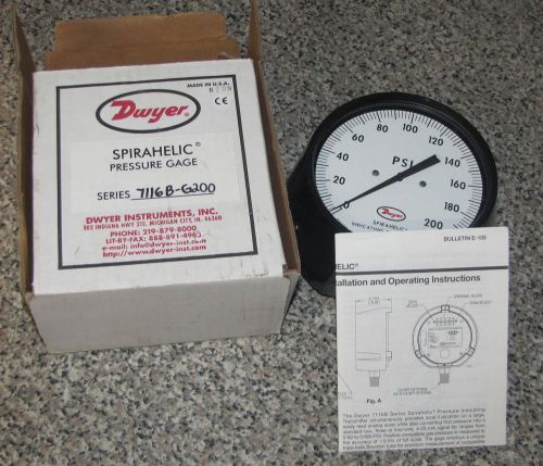 Dwyer spirahelic pressure gage series 7116b-g200 for sale