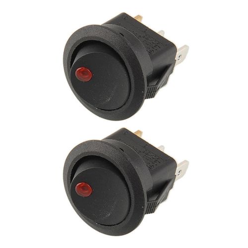 2pcs red led lighted dot round rocker switch 3pin 19mm toggle boat vehicle for sale