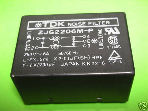 Tdk ac noise filter 110v 220v 6a zcb2206-11 power x10pc for sale