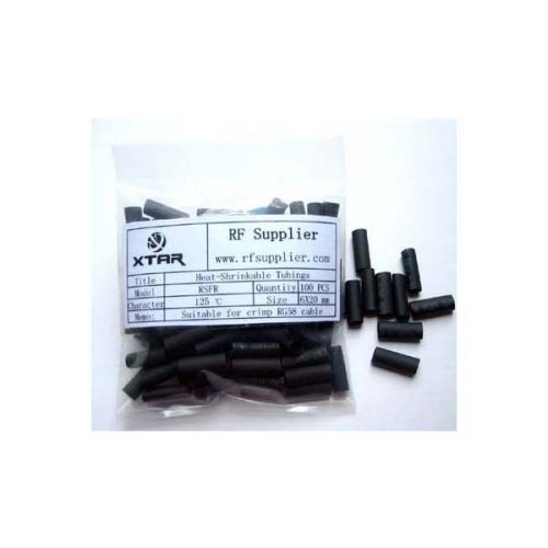 100 pcs heat shrinkable tubings 6 x 20 mm for lmr195 rg58 cable black for sale