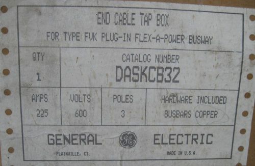 General electric ge  busway end cable tap box daskcb32  225 amp 600 volt for sale