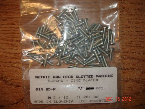 M3 x 12 pan head slotted machine screws packet of 95 pcs. for sale