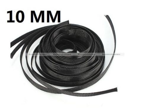 10mm Black Braided Cable Sleeving Sheathing Auto Wire Harnessing 10 Meter