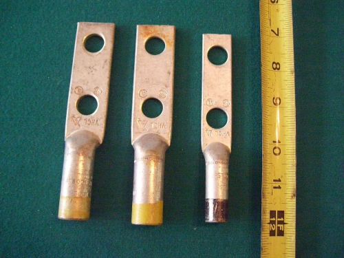 Three - compression lugs - (2) 250mcm &amp; (1) 2/0 copper for sale