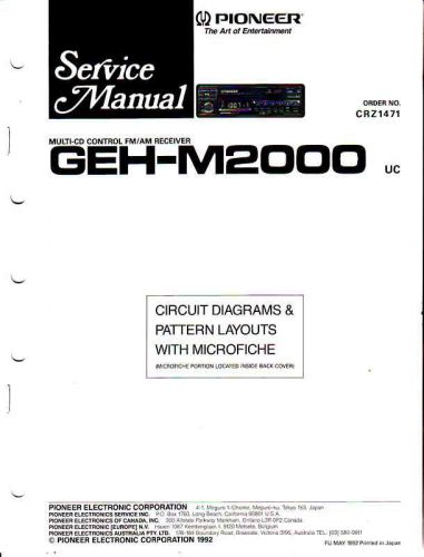 PIONEER Service MANUAL w/microfiche GEH-M2000 CRZ1471