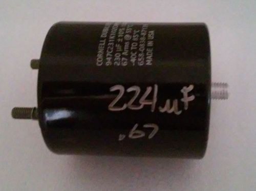 Cornell Dubilier, 947C231K102CAMS, Power Film Capacitor, 224uF, 1000VDC