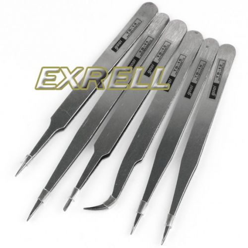 6pcs industrial anti-static tweezer maintenance steel stainless tool kit ts10-15 for sale