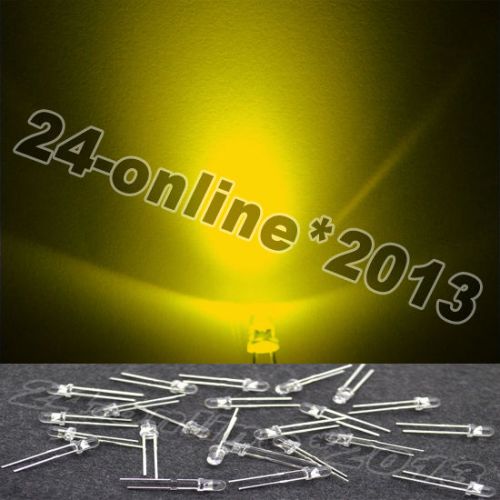 1000PCS 3mm 2pin waterclear Yellow Round Top Plug-in LED lamp beads DIY