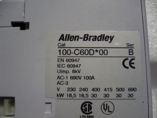 Allen Bradley 100-C60D00 CONTACTOR IEC 60A 110V 50HZ 120V 60HZ SINGLE PACK