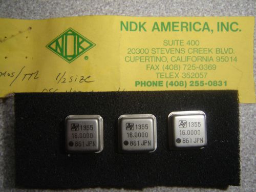 LOT of 3 NDK 16.0000 Mhz CRYSTAL OSCILLATOR 1/2 SIZE DIL METAL CAN 16 Mhz