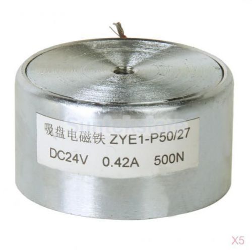 5x DC24V 500N/50Kg Electric Lifting Magnet Solenoid Electromagnet Lift Holding
