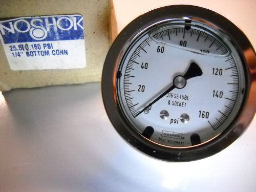 Noshok 25-510 pressure gauge 316ss 0-160 psi 1/4&#034; npt back connection new in box for sale