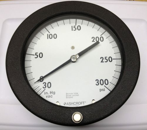 New vintage ashcroft 6” compound vacuum pressure gauge 30 in/hg-300 psi 1/4&#034; npt for sale