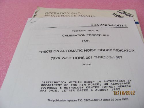 Ail7514 precision automatic noise figure indicator - o &amp; m manual for sale