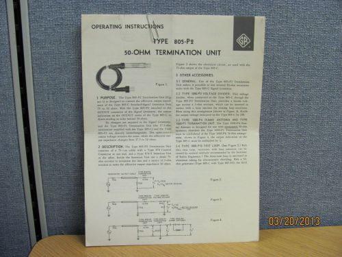 GENERAL RADIO MODEL 805-P2: 50-Ohm Termination Unit - Operating Instruct Rev A