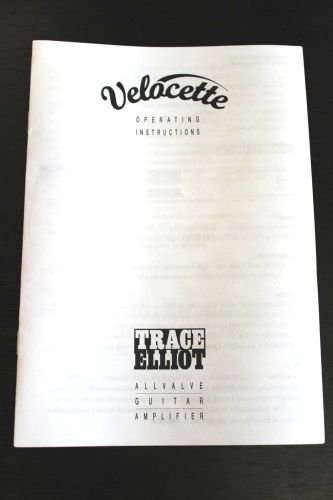 Trace Elliot - Operating Instructions - Velocette