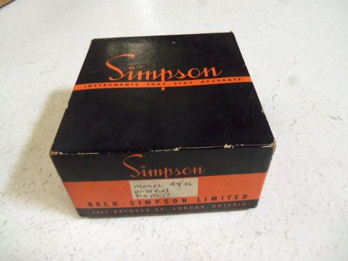 SIMPSON MODEL 49SC 0-15 VOLTS 11807 PANEL METER *NEW IN BOX*