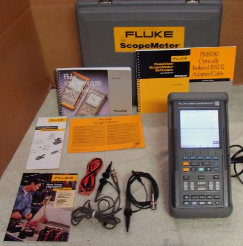 Fluke 105b 100mhz/ 2 channel scopemeter series ii with extras! calibrated ! for sale
