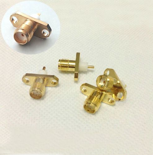 50pcs gold rf sma female ptfe with 2 holes flange solder adapter connector for sale