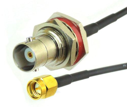 10pcs SMA male plug to BNC female nut bulkhead RG-174 cables jumper pigtail 15cm
