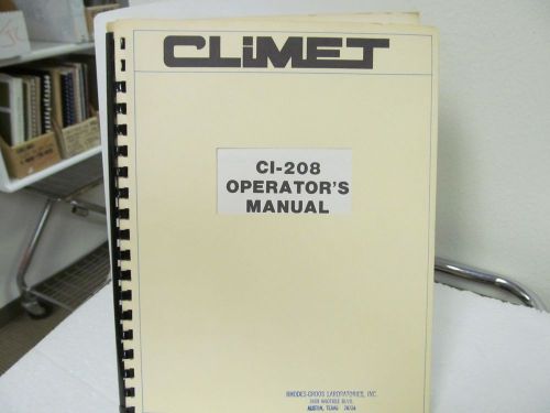 Climet CI-208 System Operator&#039;s Manual w/schematics