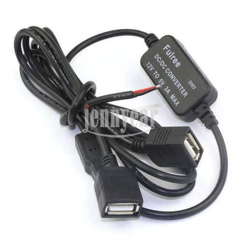 12 Volt 8-22V to 5V DC Power Converter Female Double USB Cable Type A Connector