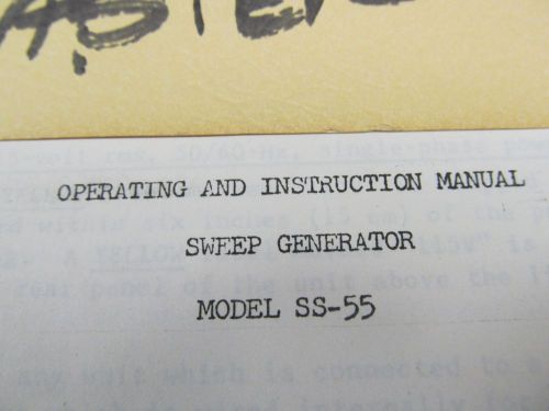 Texscan SS-55 Sweep Generator Operations and Instruction  Manual w/schema  46073