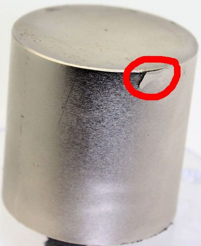 1 neodymium magnet 2 x 2 cylinder - damaged magnet sale - dam106 for sale