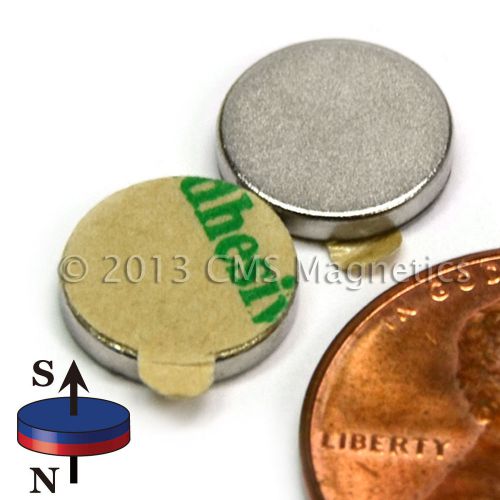 N45 Neodymium Magnets Dia 3/8X1/16&#034; w/ 3M Adhesive on South 500 PC