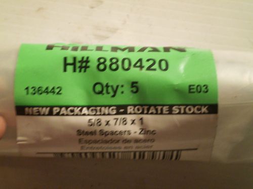 Qty = 5: The Hillman Group Seamless Steel Spacer Part No. 880420 5/8&#034; x 7/8&#034; x1&#034;
