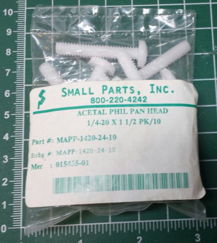 1/4-20 x1-1/2&#034; 1.5&#034; acetal pan head phillips machine screws- pack of 10 for sale