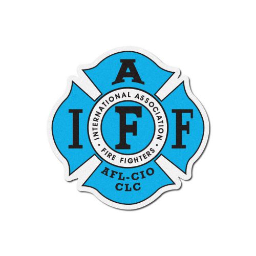 4&#034; iaff reflective firefighter sticker fire decals - carolina blue for sale