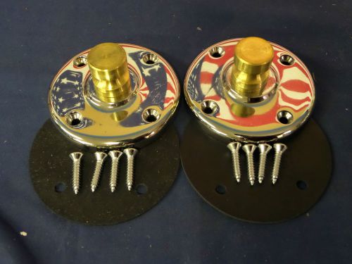 New pair unity 7005 round base&#039;s only chromed brass w/ hardware new for sale