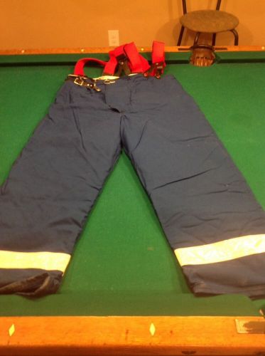 Fire Dex Brand Firefighting Pants And Suspenders Mens Sz 40 X 29 Blue