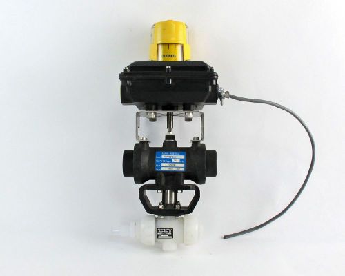 Asahi / american 3/4&#034; penumatic actuator duo-block 21 ball valve w/ accutrack for sale