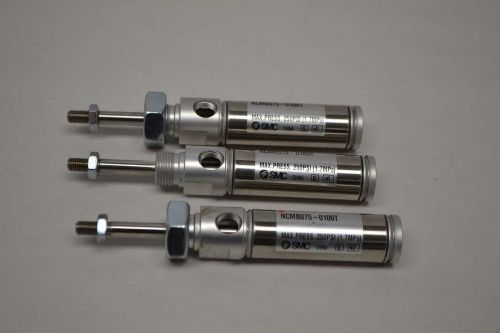 LOT 3 NEW SMC NCMB075-0100T PNEUMATIC CYLINDER 1IN STROKE 3/4IN BORE D335506