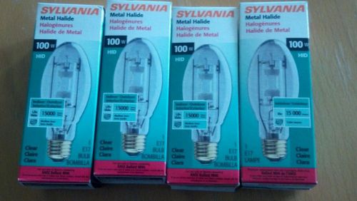 (4) sylvania 100w e17 med.base indoor/outdoor metal halide hid  bulb(lot of 4) for sale
