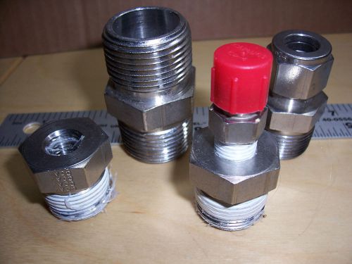 5 parker swagelok ss 1/2&#034; 1&#034; 1 1/4&#034; stainless steel mixed lot misc tube fittings for sale