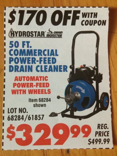 HARBOR FREIGHT TOOLS $170 off Commercial Power-Feed Drain Cleaner Coupon Only