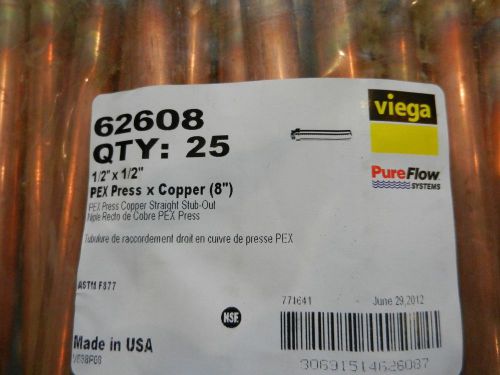 25 PACK Viega 62608 PureFlow PEX Press Copper Straight Stub-Out 1/2-Inch by 1/2