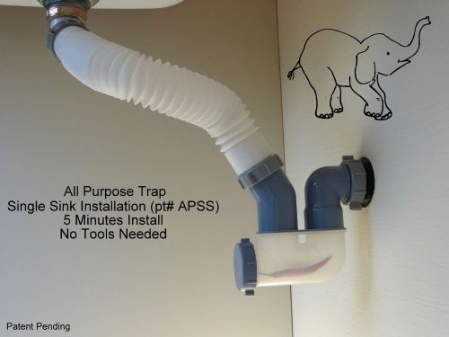 Elephant trunk all purpose drain p-trap for diy no tools needed plumbing supply for sale