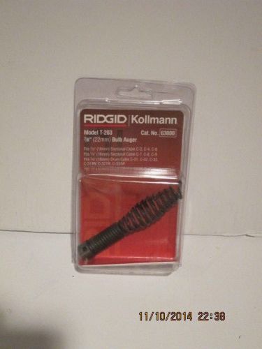 Ridgid 63000 T-203 7/8&#034; Bulb Auger, FREE SHIPPING MADE IN USA NEW IN SEALED PAK