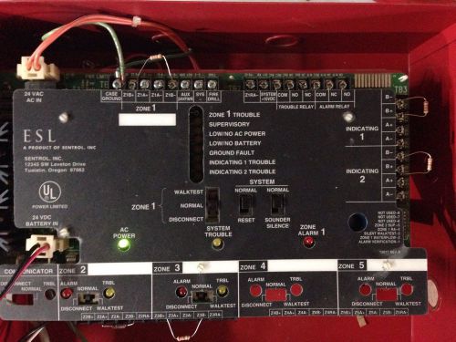 Used, Fully Functional ESL 1500 FIRE ALARM CONTROL PANEL with Zone Expander Card