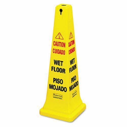 Rubbermaid Four-Sided Wet Floor Yellow Safety Cone, 12 x 12 x 36 (RCP627677)