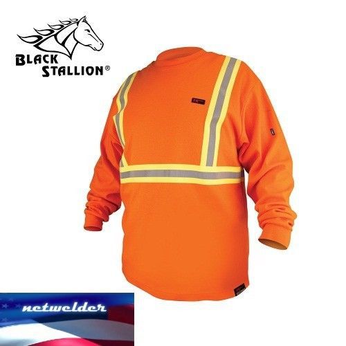 BLACK STALLION FR T-Shirt Safety Orange Long Slv Reflective FTL6-ORA-RTT - 2XL