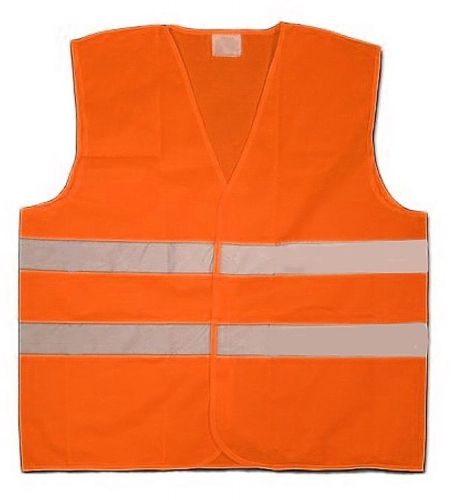 (1) set of 2 safety vests ~ high visibility ~ neon orange large for sale