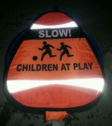 Pop Up 24&#034; Safety Cones 2.. SLOW! Children At Play Signs reflective easy carry